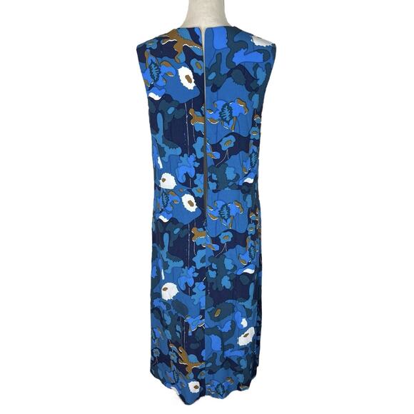 Marimekko Eline Shift Midi Dress Sleeveless Blue White Floral Size 38 - Picture 6 of 9